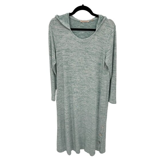 Soft Surroundings Sweater Dress Womens‎ Petite Large Blue Polyester Cotton Hood - Picture 1 of 8